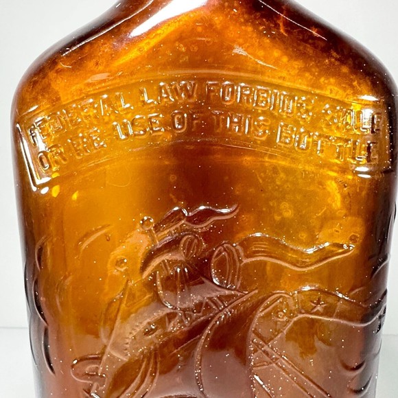 Vintage Schenley's Flask Brown Glass Schooner Sail Ship Embossed 1964 - Picture 4 of 9